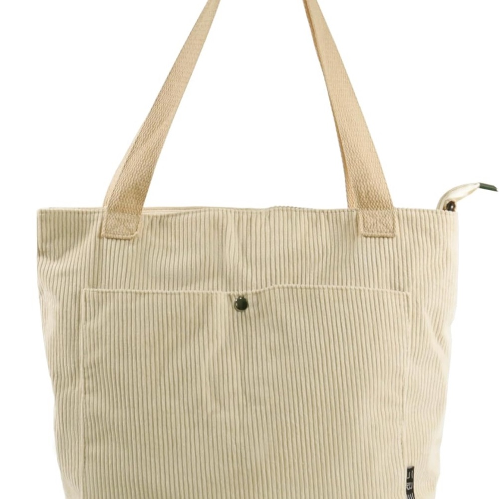 Beige Corduroy Tote Bag 13.78x3.94x15.75